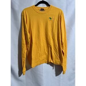 Abercrombie & Fitch Muscle T-Shirt Mens L Yellow Long Sleeve Embroidered Moose